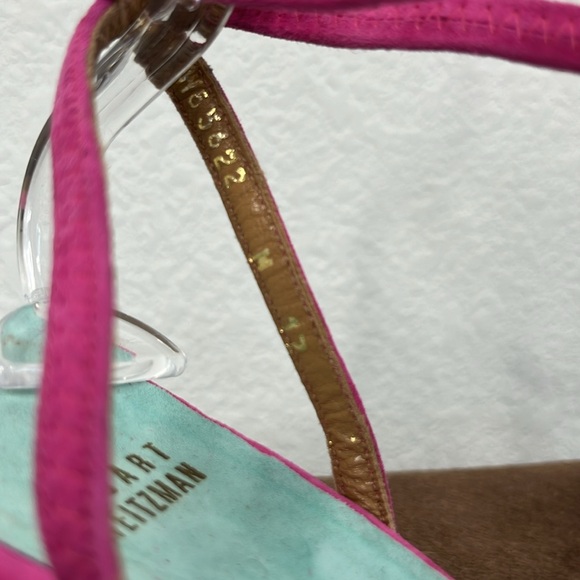 Stuart Weitzman Pink Espadrilles Suede Bow Wedge Heels - Picture 10 of 11